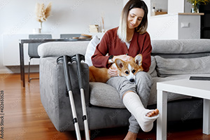 Woman with broken leg